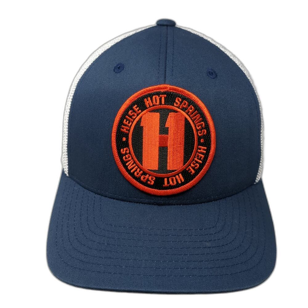 Heise Hot Springs Fitted Trucker Hat Blue Os Adjustable Mesh Flexfit Yupoong